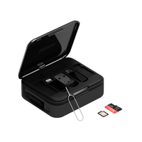 Bazic GoCharge Loop 5 In 1 Cable Kit With Micro/USB-A/Lightning Adapter With 1M Retractable Travel Kit - Black