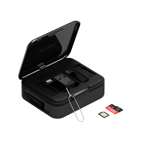 Bazic GoCharge Loop 5 In 1 Cable Kit With Micro/USB-A/Lightning Adapter With 1M Retractable Travel Kit - Black