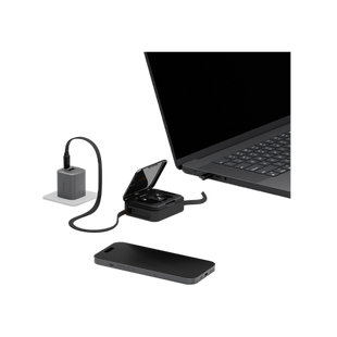 Bazic GoCharge Loop 5 In 1 Cable Kit With Micro/USB-A/Lightning Adapter With 1M Retractable Travel Kit - Black