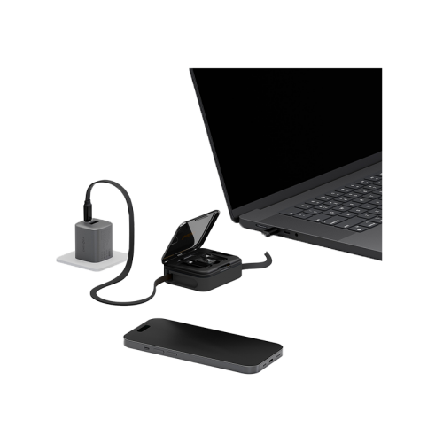 Bazic GoCharge Loop 5 In 1 Cable Kit With Micro/USB-A/Lightning Adapter With 1M Retractable Travel Kit - Black