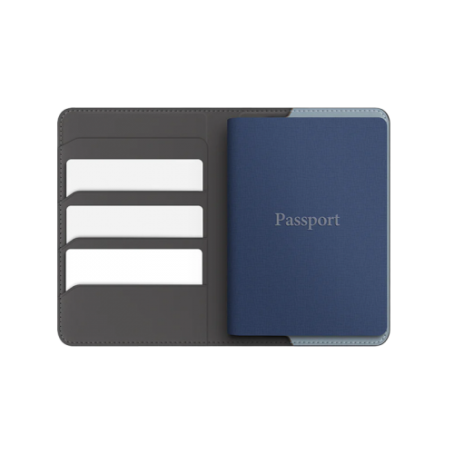 UNIQ BELMONT PASSPORT HOLDER TRACKER WITH RFID-BLOCKING - CHARCOAL (CHARCOAL/WASHED BLUE)