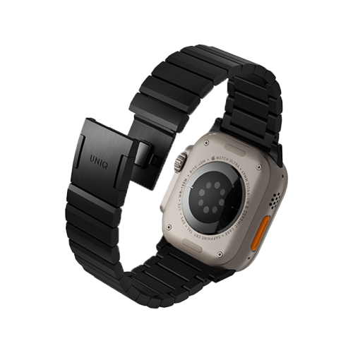 UNIQ STROVA MAG APPLE WATCH SELF-ADJUSTABLE STEEL LINK BAND 49/45/44/42MM - MIDNIGHT (BLACK)