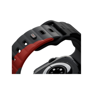 UNIQ STRIDE DE FKM RUBBER APPLE WATCH STRAP 49/46/45/44MM - CHARCOAL (CHARCOAL/ROSSO RED)