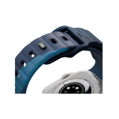 UNIQ STRIDE DE FKM RUBBER APPLE WATCH STRAP 49/46/45/44MM -STORM (STORM/AEGEAN BLUE)