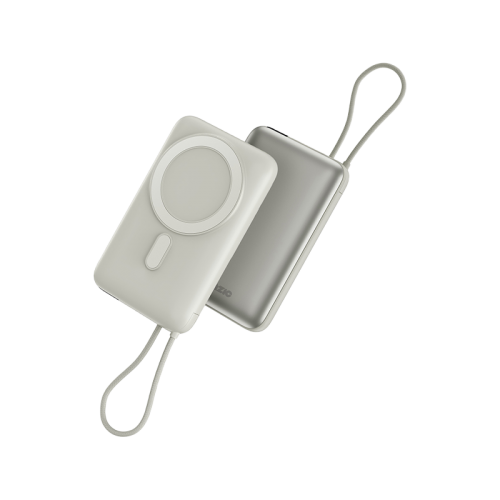 BAZIC GOPOWER FUSION MAG 10K, MAGSAFE POWERBANK WITH BUILT-IN USB-C CABLE - PEBBLE