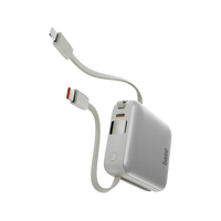 BAZIC GOPOWER FUSION MINI 10K, 3IN1 10000MAH POWERBANK WITH BUILT-IN USB-C AND LIGHTNING CABLE - PEBBLE