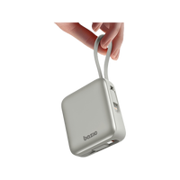 BAZIC GOPOWER FUSION MINI 10K, 3IN1 10000MAH POWERBANK WITH BUILT-IN USB-C AND LIGHTNING CABLE - PEBBLE