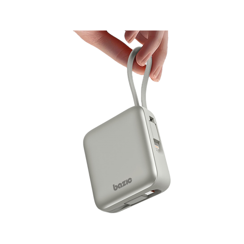BAZIC GOPOWER FUSION MINI 10K, 3IN1 10000MAH POWERBANK WITH BUILT-IN USB-C AND LIGHTNING CABLE - PEBBLE