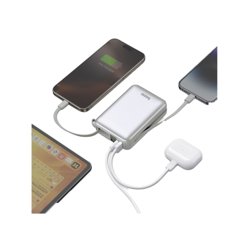 BAZIC GOPOWER FUSION MINI 20K, 3IN1 20000MAH POWERBANK WITH BUILT-IN USB-C AND LIGHTNING CABLE - PEBBLE