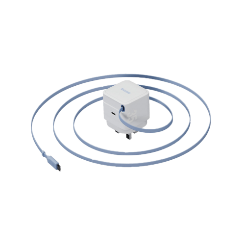 BAZIC GOPORT RETREK 35W, USB-C GaN WALL CHARGER (UK) WITH 70CM BUILT-IN CABLE - WHITE