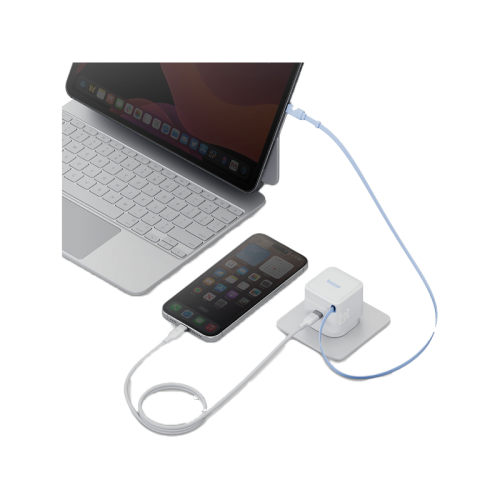 BAZIC GOPORT RETREK 35W, USB-C GaN WALL CHARGER (UK) WITH 70CM BUILT-IN CABLE - WHITE