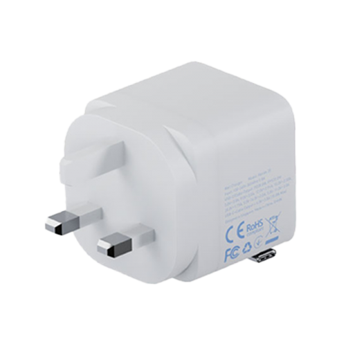 BAZIC GOPORT RETREK 35W, USB-C GaN WALL CHARGER (UK) WITH 70CM BUILT-IN CABLE - WHITE