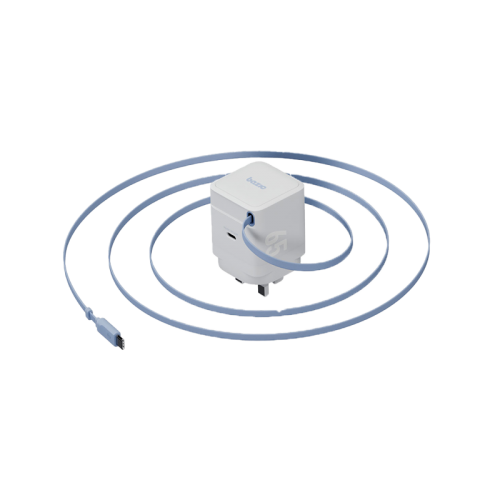 BAZIC GOPORT RETREK 65W, USB-C GaN WALL CHARGER (UK) WITH 70CM BUILT-IN CABLE - WHITE