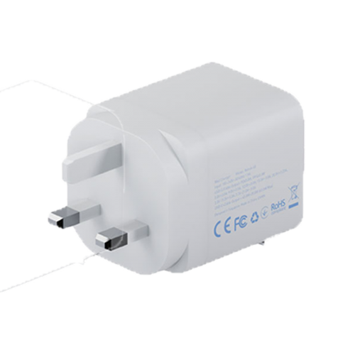 BAZIC GOPORT RETREK 65W, USB-C GaN WALL CHARGER (UK) WITH 70CM BUILT-IN CABLE - WHITE