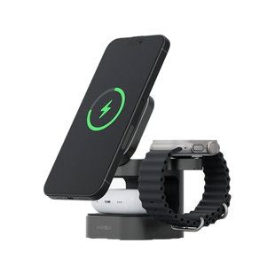 ENERGEA MAGCUBE, 3IN1 FOLDABLE QI2.0 MAGNETIC FAST WIRELESS CHARGER - GUNMETAL BLACK