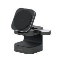 ENERGEA MAGCUBE, 3IN1 FOLDABLE QI2.0 MAGNETIC FAST WIRELESS CHARGER - GUNMETAL BLACK