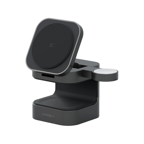 ENERGEA MAGCUBE, 3IN1 FOLDABLE QI2.0 MAGNETIC FAST WIRELESS CHARGER - GUNMETAL BLACK