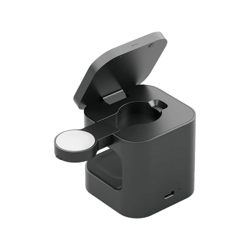 ENERGEA MAGCUBE, 3IN1 FOLDABLE QI2.0 MAGNETIC FAST WIRELESS CHARGER - GUNMETAL BLACK