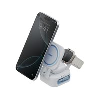 BAZIC GOMAG STATION MINI 3IN1 FOLDABLE WIRELESS  CHARGING STATION WITH 80CM RETRACTABLE CABLE & APPLE WATCH CHARGER -WHITE