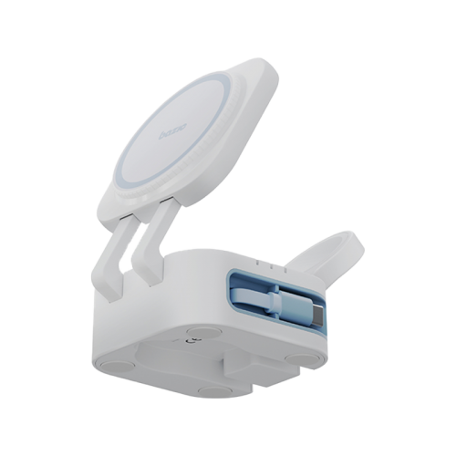 BAZIC GOMAG STATION MINI 3IN1 FOLDABLE WIRELESS  CHARGING STATION WITH 80CM RETRACTABLE CABLE & APPLE WATCH CHARGER -WHITE