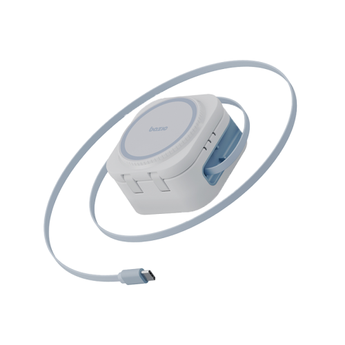 BAZIC GOMAG STATION MINI 3IN1 FOLDABLE WIRELESS  CHARGING STATION WITH 80CM RETRACTABLE CABLE & APPLE WATCH CHARGER -WHITE