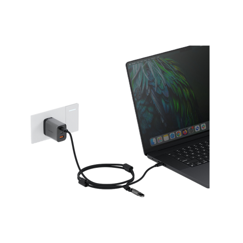 ENERGEA LASSO LANYARD C-C CABLE 480MBPS, 240W WITH LANYARD CARD 1.5M -BLACK