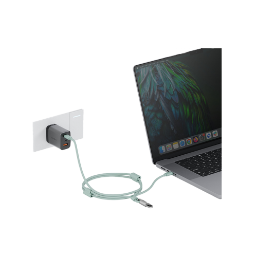 ENERGEA LASSO LANYARD C-C CABLE 480MBPS, 240W WITH LANYARD CARD 1.5M -SAGE