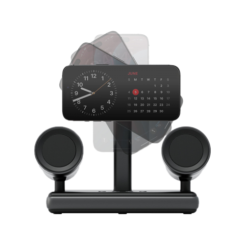 ENERGEA MAGAUDIO STAND, 2IN1 SPEAKERPHONE & QI2 MAGNETIC FAST WIRELESS CHARGER - GUNMETAL