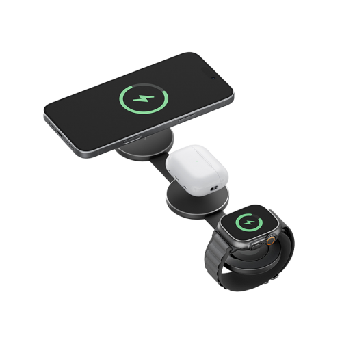 ENERGEA ALUMAG TRIO, 3IN1 FOLDABLE QI2 ALUMINIUM WIRELESS CHARGER 15W - BLUE