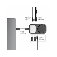 ENERGEA WIDOCK PLUS, 7 IN 1  USB-C 3.1 DOCK WITH QI2 CHARGING - GUNMETAL