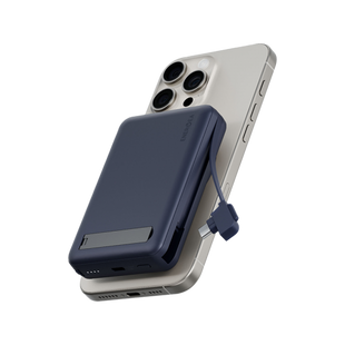 Energea MagPac Pro Plus MagSafe 10000mAh Power Bank Built-In USB-C Cable With Built In Stand - Blue