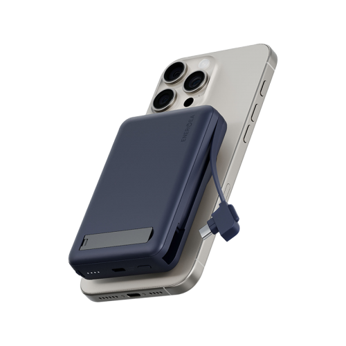 Energea MagPac Pro Plus MagSafe 10000mAh Power Bank Built-In USB-C Cable With Built In Stand - Blue