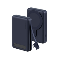 Energea MagPac Pro Plus MagSafe 10000mAh Power Bank Built-In USB-C Cable With Built In Stand - Blue