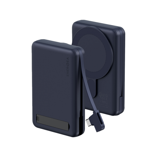 Energea MagPac Pro Plus MagSafe 10000mAh Power Bank Built-In USB-C Cable With Built In Stand - Blue