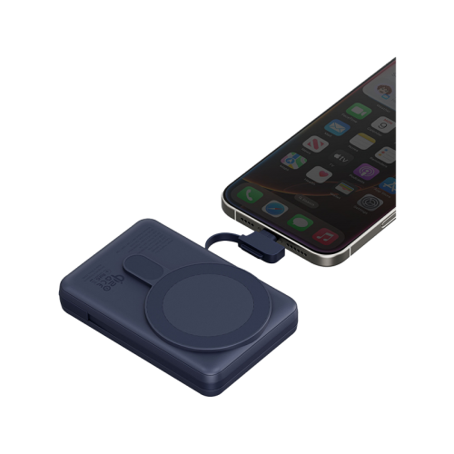 Energea MagPac Pro Plus MagSafe 10000mAh Power Bank Built-In USB-C Cable With Built In Stand - Blue