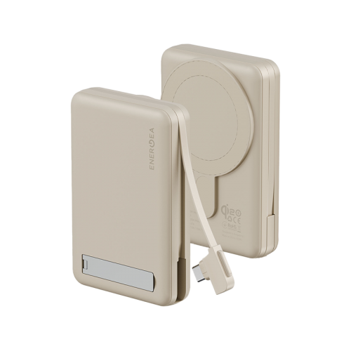 Energea MagPac Pro Plus MagSafe 10000mAh Power Bank Built-In USB-C Cable With Built In Stand - Sand