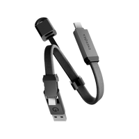 Energea Sheath Key  2-IN-1 USB-C to USB-C + USB-A 480Mbps with 60W Cable 15CM - Gunmetal