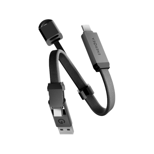 Energea Sheath Key  2-IN-1 USB-C to USB-C + USB-A 480Mbps with 60W Cable 15CM - Gunmetal