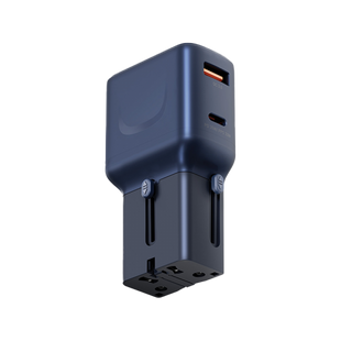 Energea TravelGo 1-Port USB-C & 1-Port USB-A 35W Travel Adapter - Blue