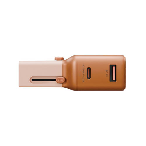 Energea TravelGo 1-Port USB-C & 1-Port USB-A 35W Travel Adapter - Orange