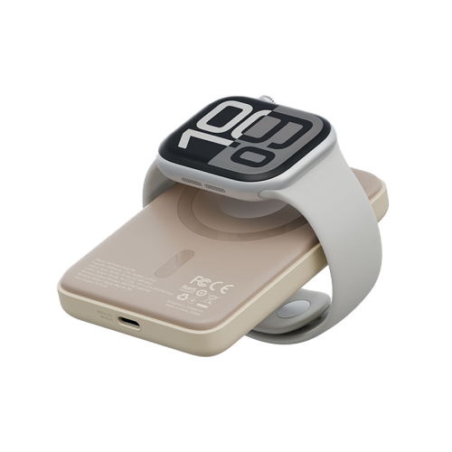 BAZIC GOPOWER SNAP 5K, 3IN1 5000MAH WIRELESS POWERBANK WITH APPLE WATCH CHARGER - LATTE