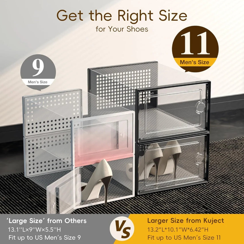 Skykey Transparent Shoe Storage Box 33×23×14 Cm PP Material Stackable Design - QY-2304-1