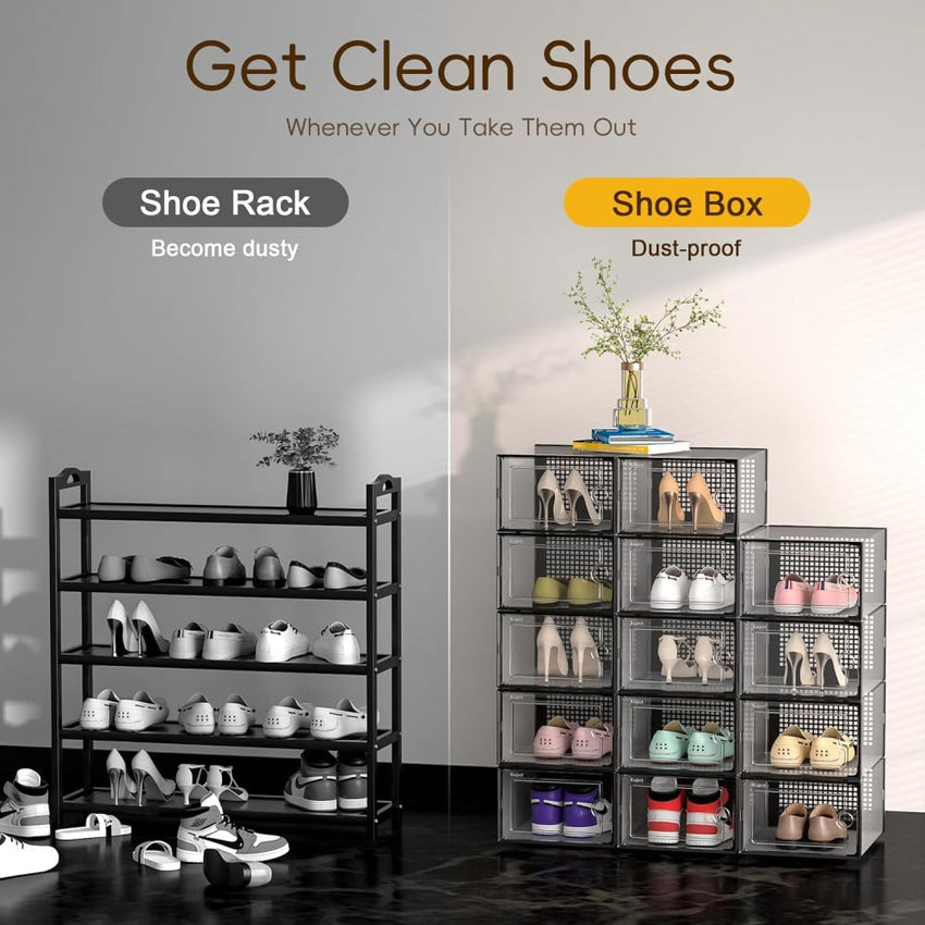 Skykey Transparent Shoe Storage Box 33×23×14 Cm PP Material Stackable Design - QY-2304-1