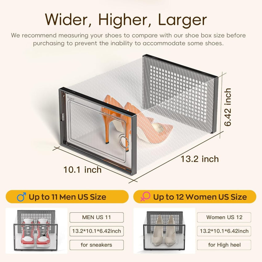 Skykey Transparent Shoe Storage Box 33×23×14 Cm PP Material Stackable Design - QY-2304-1
