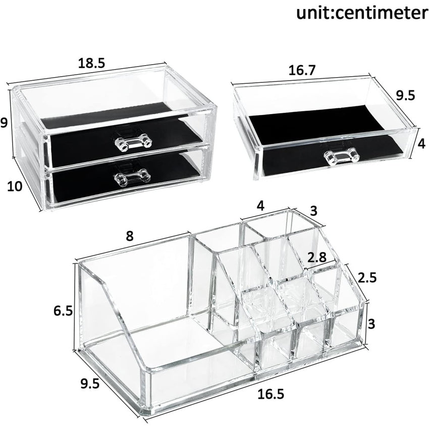 Skykey Clear Makeup Organizer 24×15.5×18.7 Cm PS Material Transparent Design - QY-2714