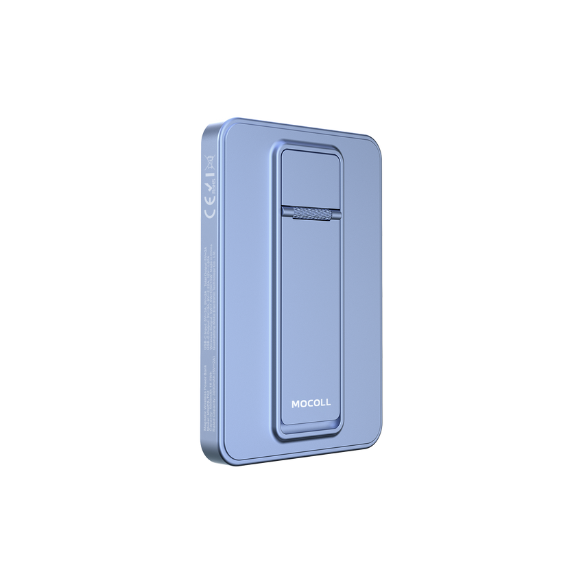 MOCOLL 5000mAh Blue Magnetic Power Bank Stand – PD 20W Fast Wireless Charging