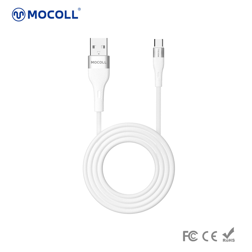 MOCOLL Charging & Sync Cable (USB-A to USB-C) – PD & QC Fast Charging, Durable TPE Jacket, 1m Length- White