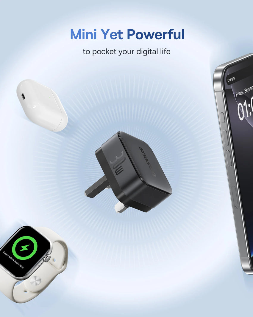 Baseus Palm Fast Charger 1C 30W - Cluster Black
(with Baseus Cable USB-C to USB-C 60W)