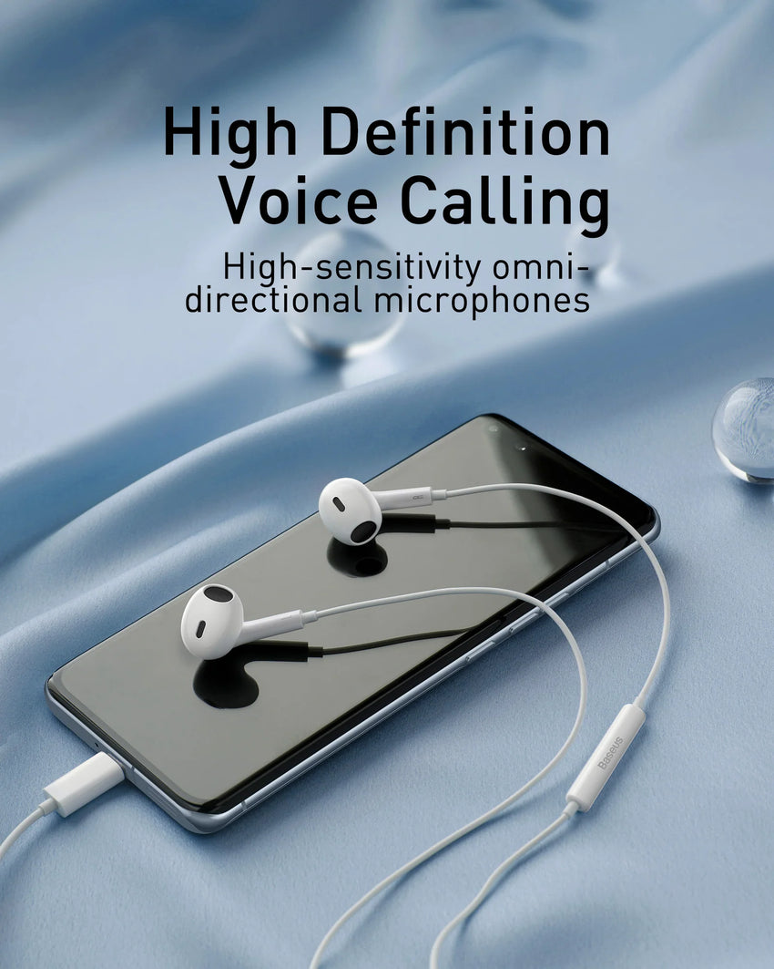 Baseus Encok CZ17 Semi-In-Ear Wired Earphones - Moon White