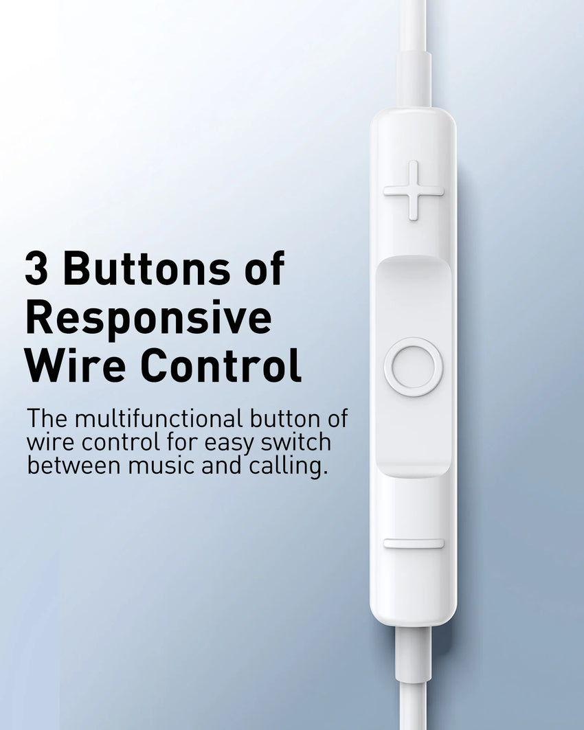 Baseus Encok CZ17 Semi-In-Ear Wired Earphones - Moon White